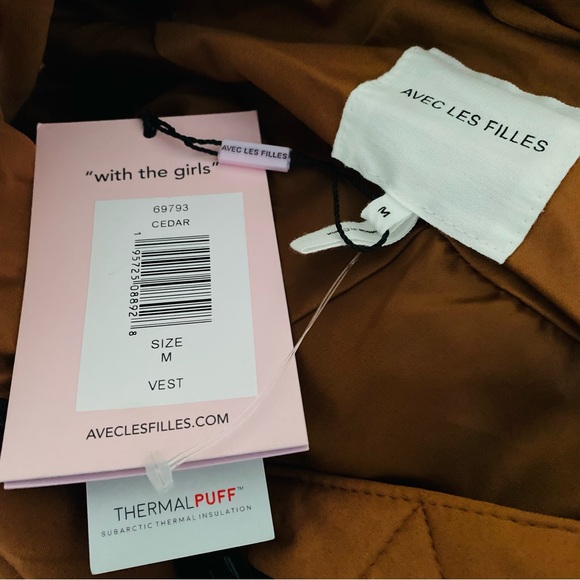 Avec Les Filles - THERMALPUFF™ Hooded Longline Puffer Vest in Cedar Brown Size M - Picture 14 of 16